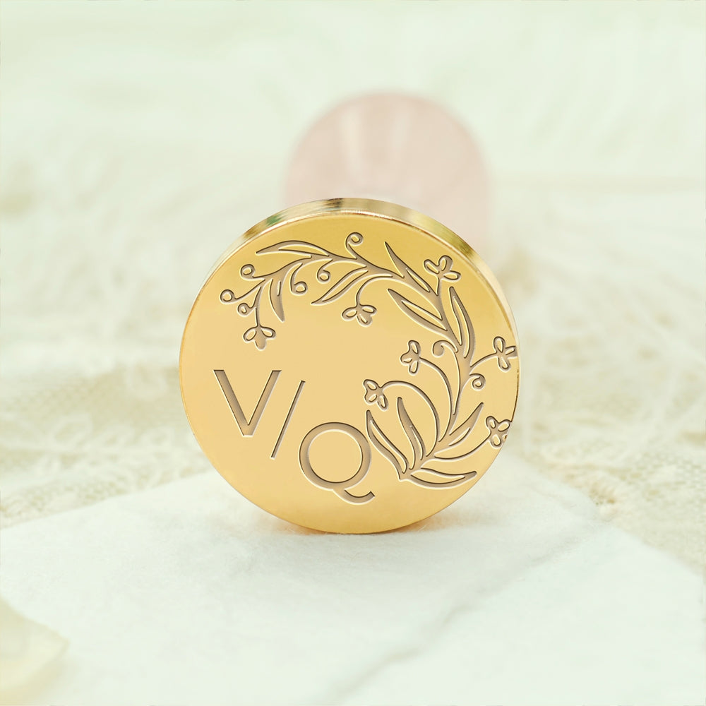 Borderless Botanical Wedding Custom Wax Seal Stamp with Double Initials - Style 12 12-3