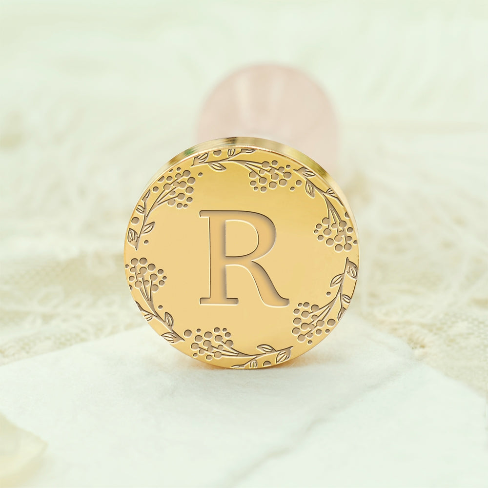Custom Single Letter Borderless Botanical Wax Seal Stamp - Style 19 19
