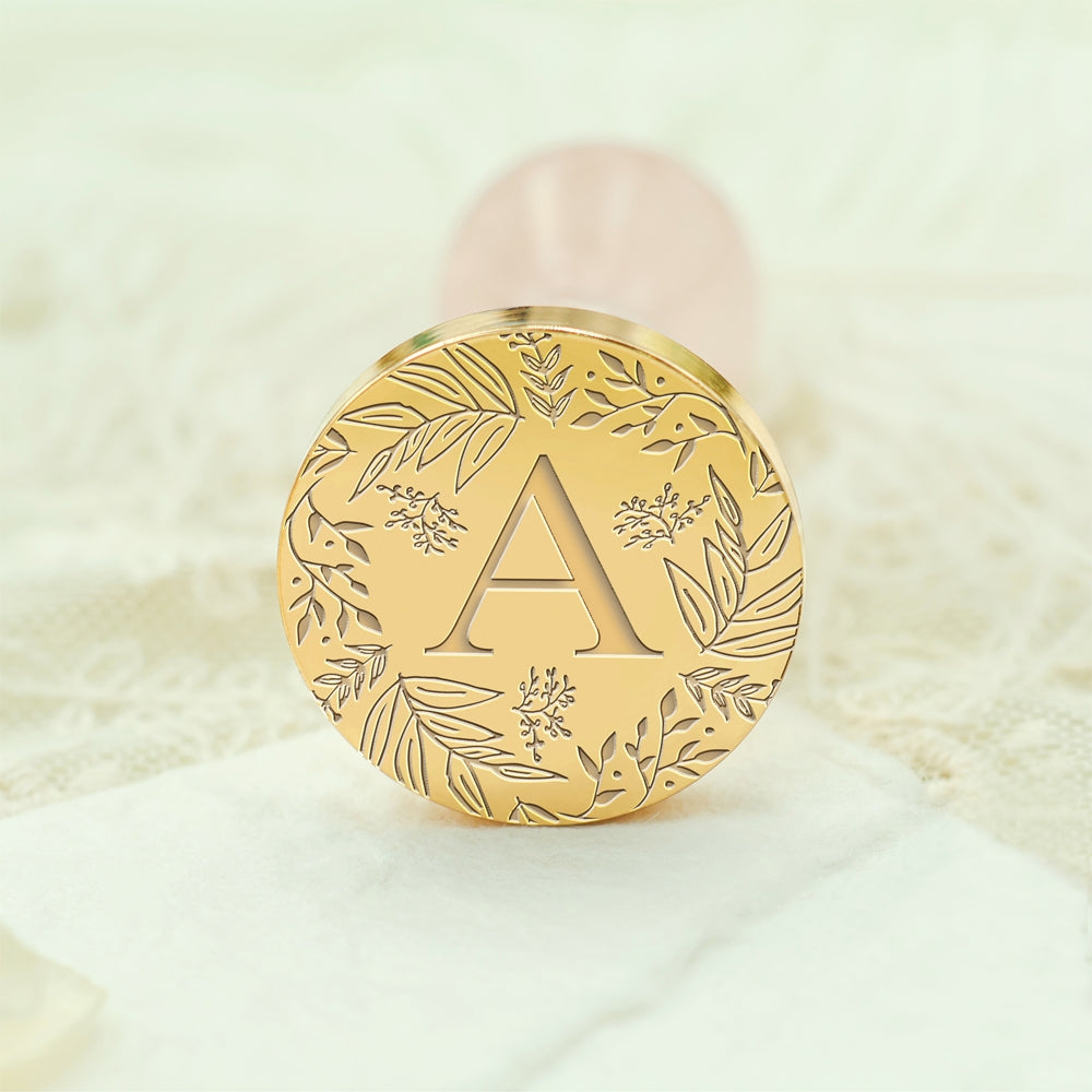 Custom Single Letter Borderless Botanical Wax Seal Stamp - Style 27 27