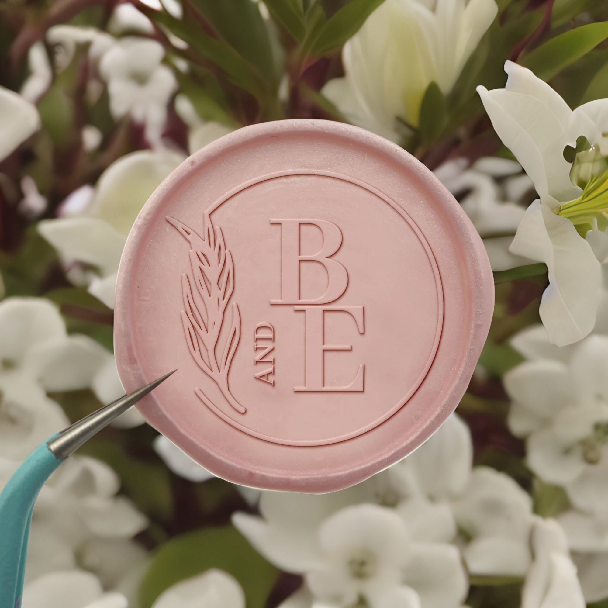 Ear of Wheat Double Initials Wedding Custom Self-Adhesive Wax Seal Stickers