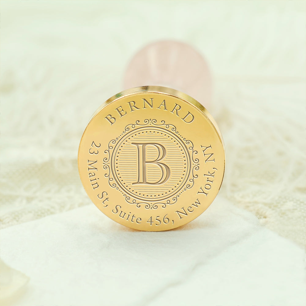 Custom Address Wax Seal Stamp with Name/ Initial - Style 9 9-3