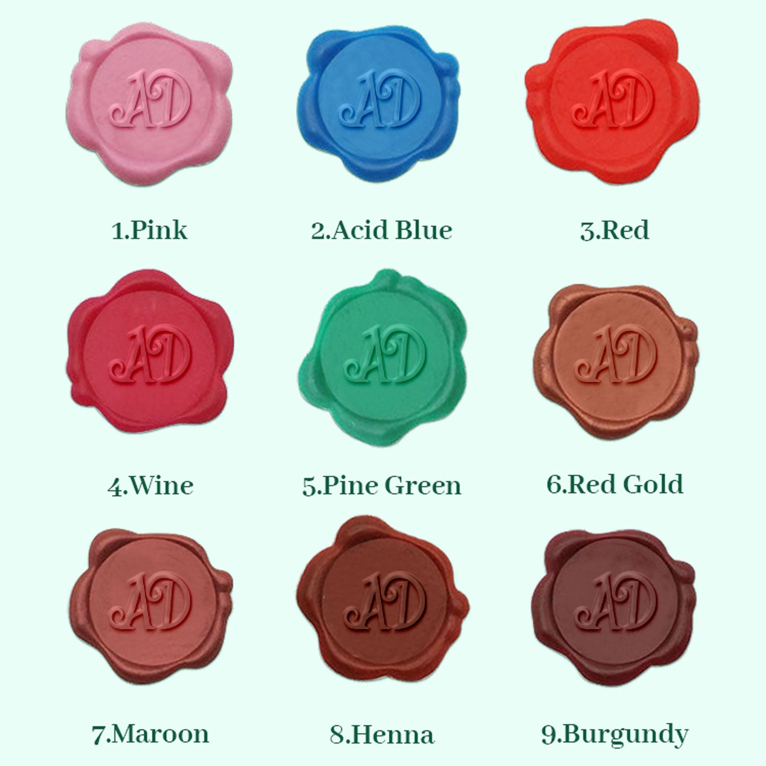 Laurel Leaves Double Initials Wedding Custom Self-Adhesive Wax Seal Stickers-8