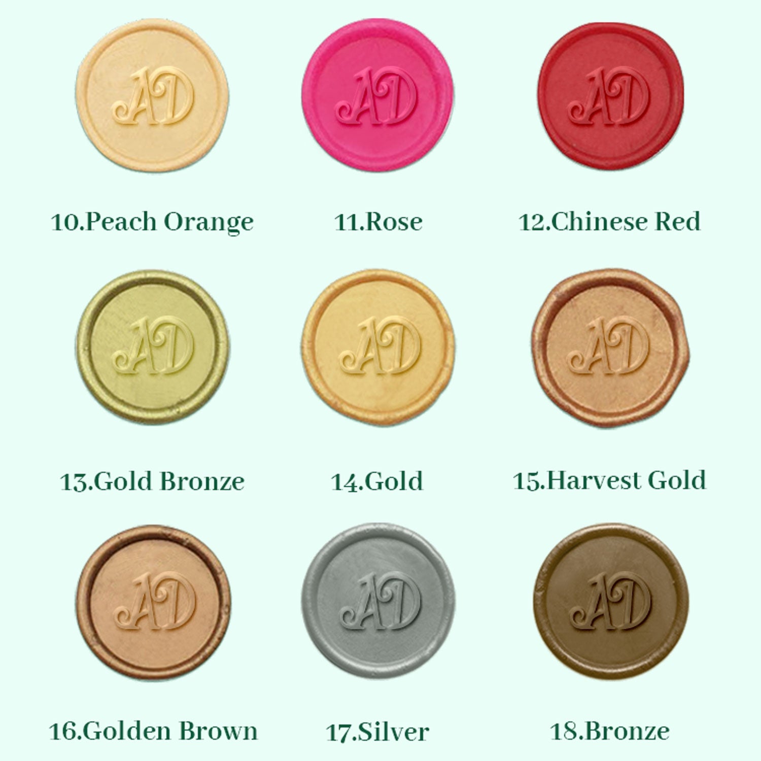 Laurel Leaves Double Initials Wedding Custom Self-Adhesive Wax Seal Stickers-5
