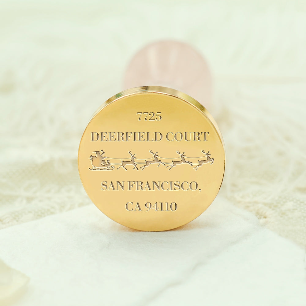 Sleigh Reindeers Christmas Custom Address Wax Seal Stamp