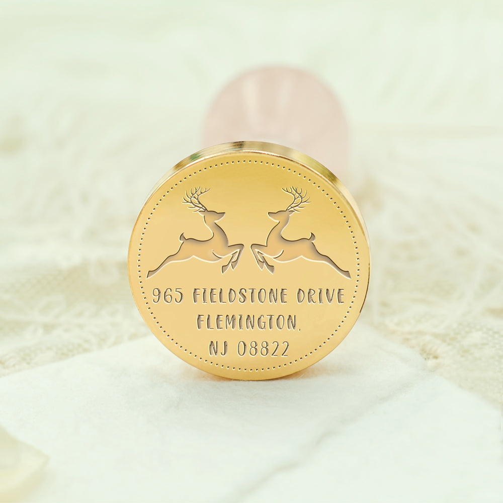 Sleigh Reindeers Christmas Custom Address Wax Seal Stamp