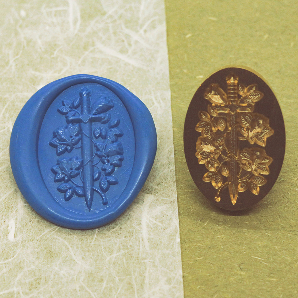 3D relief sword with roses wax seal stamp from AMZ Deco.