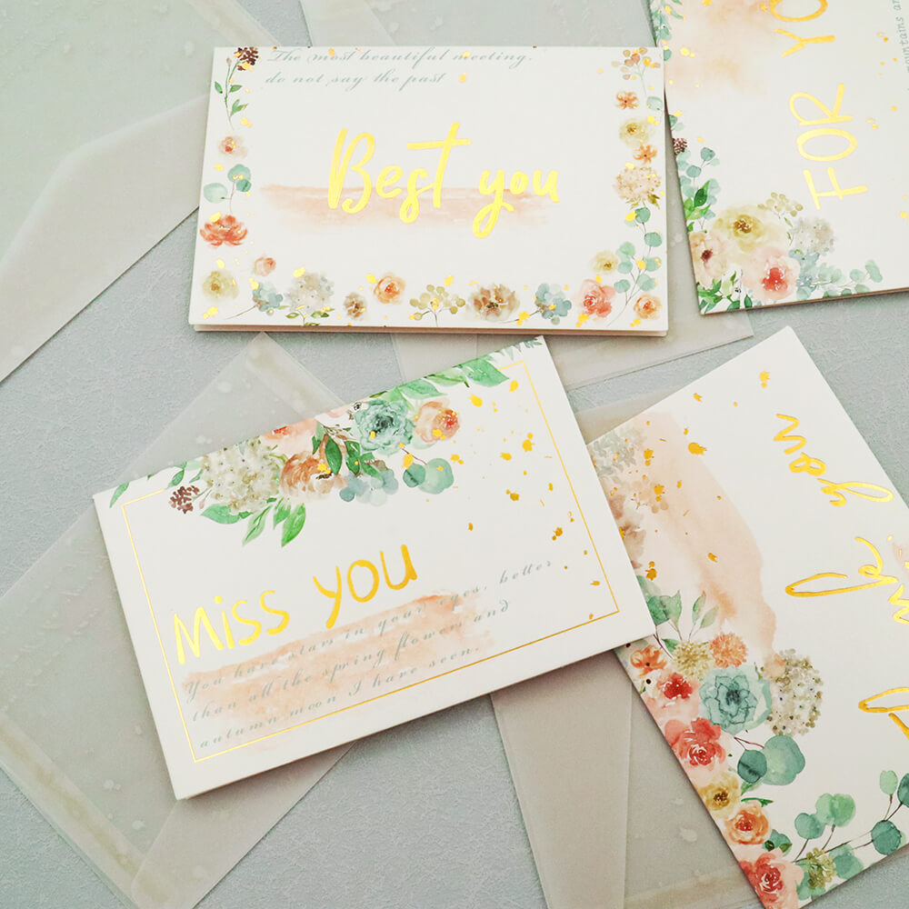 Gold Foil Watercolor & Oil Painting Foil Card with Vellum Envelope