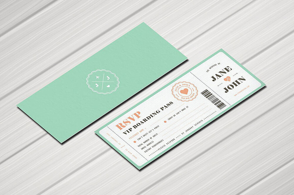 Mint Printable Passport Invitation Design Suite Featuring Couple's Photos 8