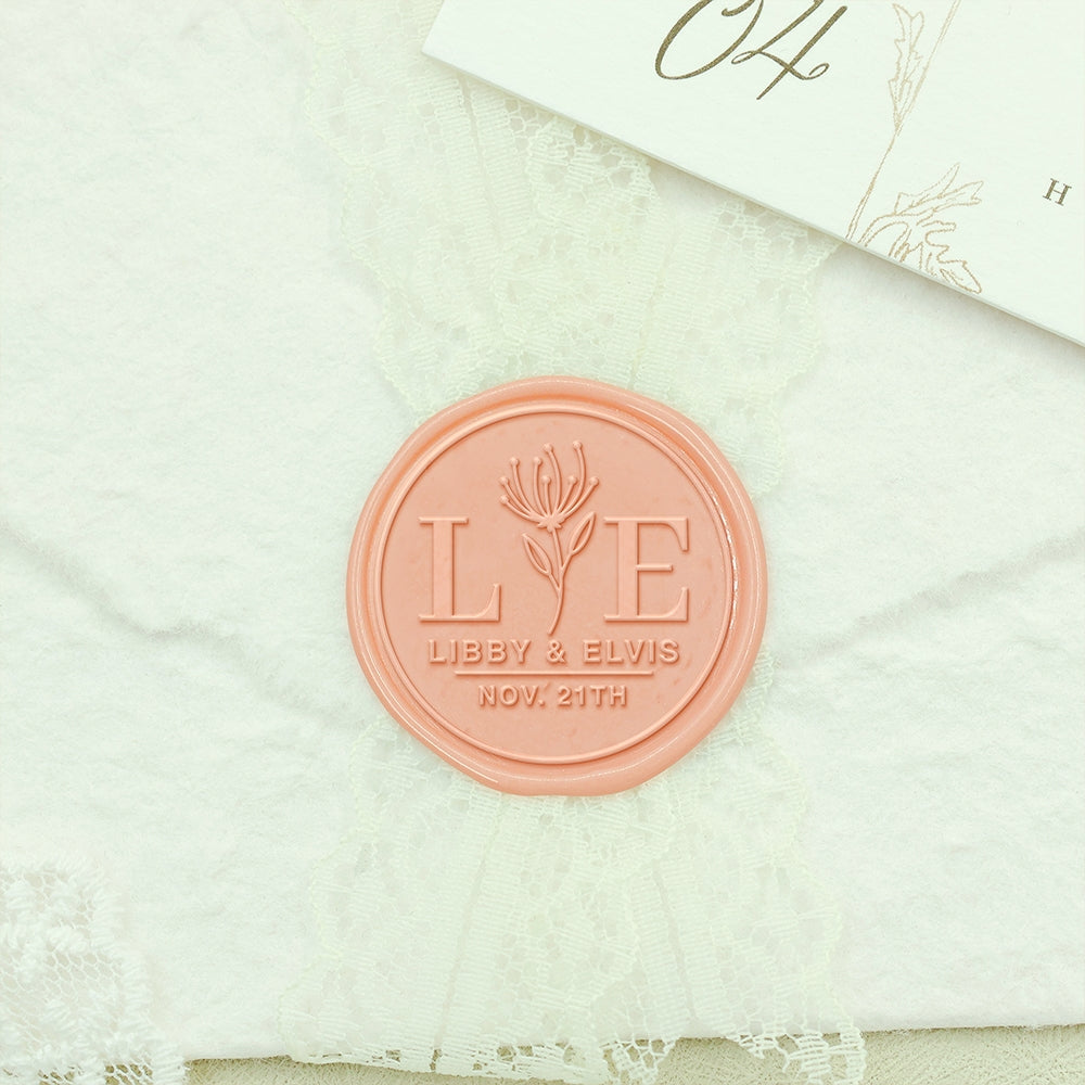 Spider Lily Wedding Custom Wax Seal Stamp with Couple's Names-2