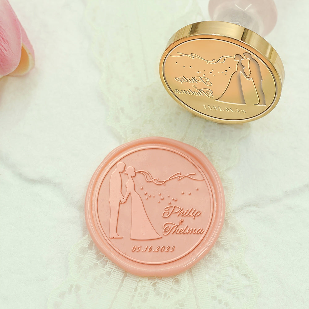 Wedding Couples Wedding Custom Wax Seal Stamp with Couple's Names-1