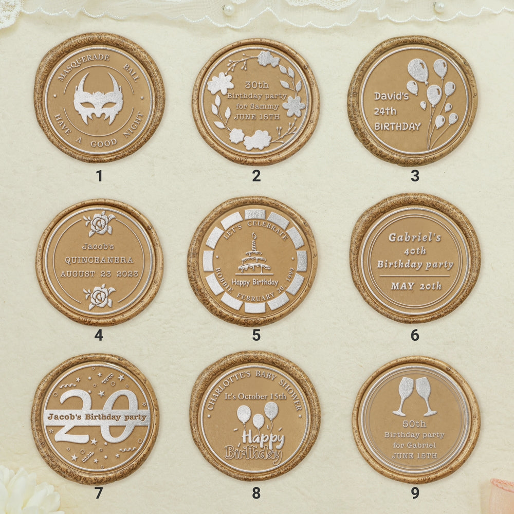 Birthday Bliss Custom Wax Seal Stamp (27 Designs)sku1