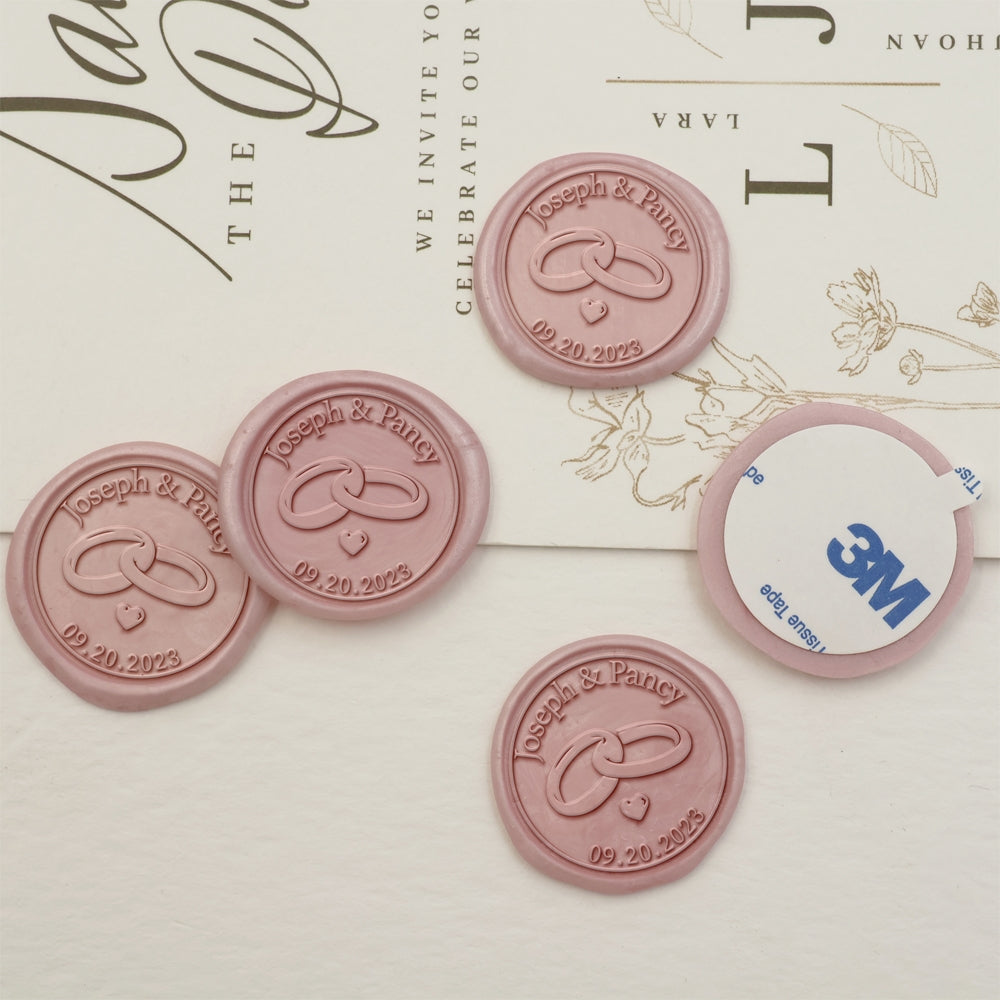 Wedding Ring Name Wedding Custom Self-Adhesive Wax Seal Stickers-3