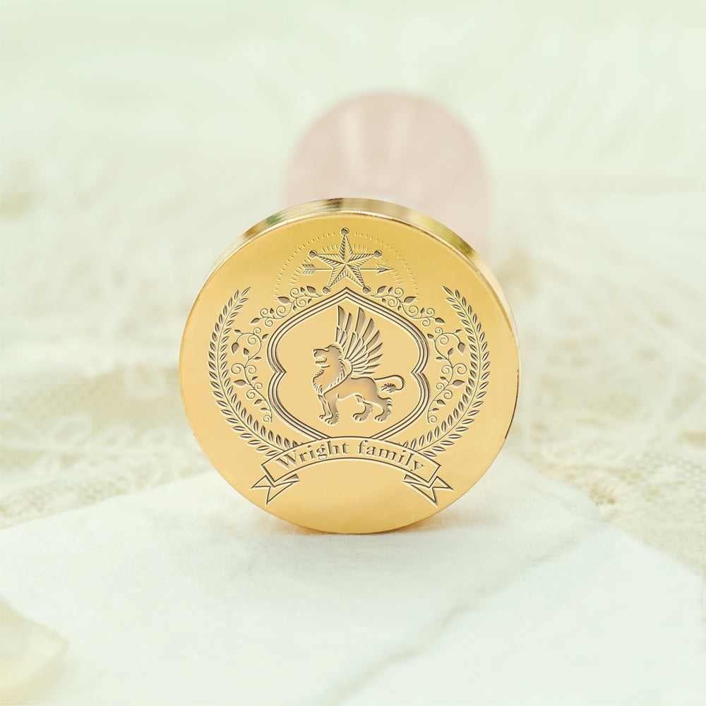 Custom Family Crest Wax Seal Stamp with Name, Initial, or Totem - Style 3 3-3