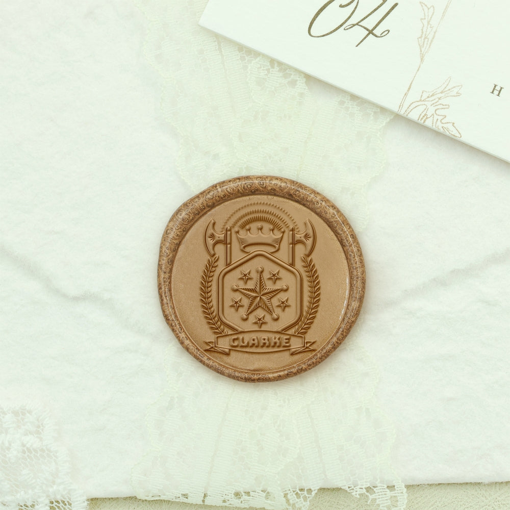 Custom Family Crest Wax Seal Stamp with Name, Initial, or Totem - Style 4 4-2
