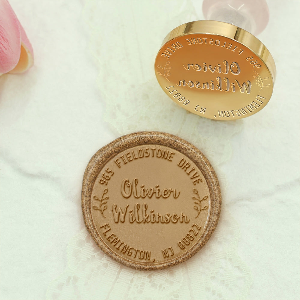 Custom Address Wax Seal Stamp with Name/ Initial - Style 17 17