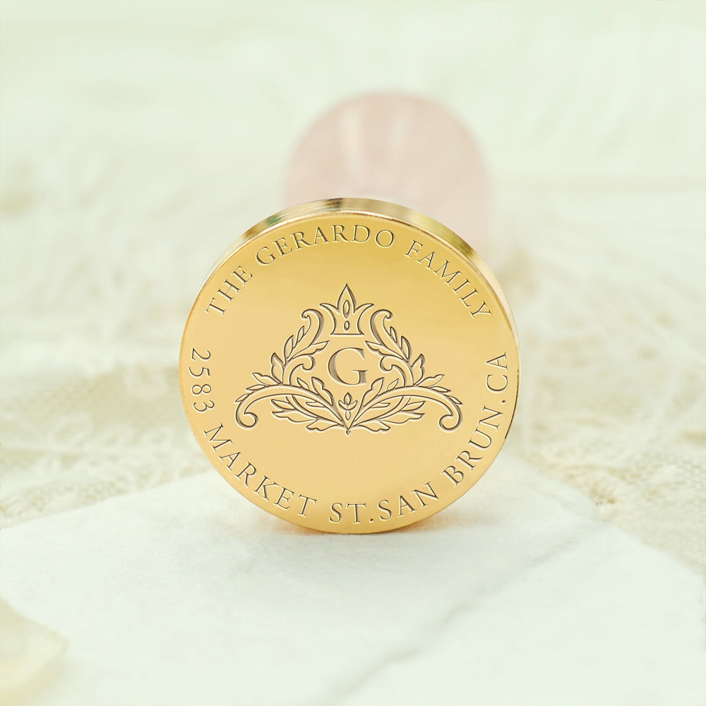 Custom Address Wax Seal Stamp with Name/ Initial - Style 7 7-3