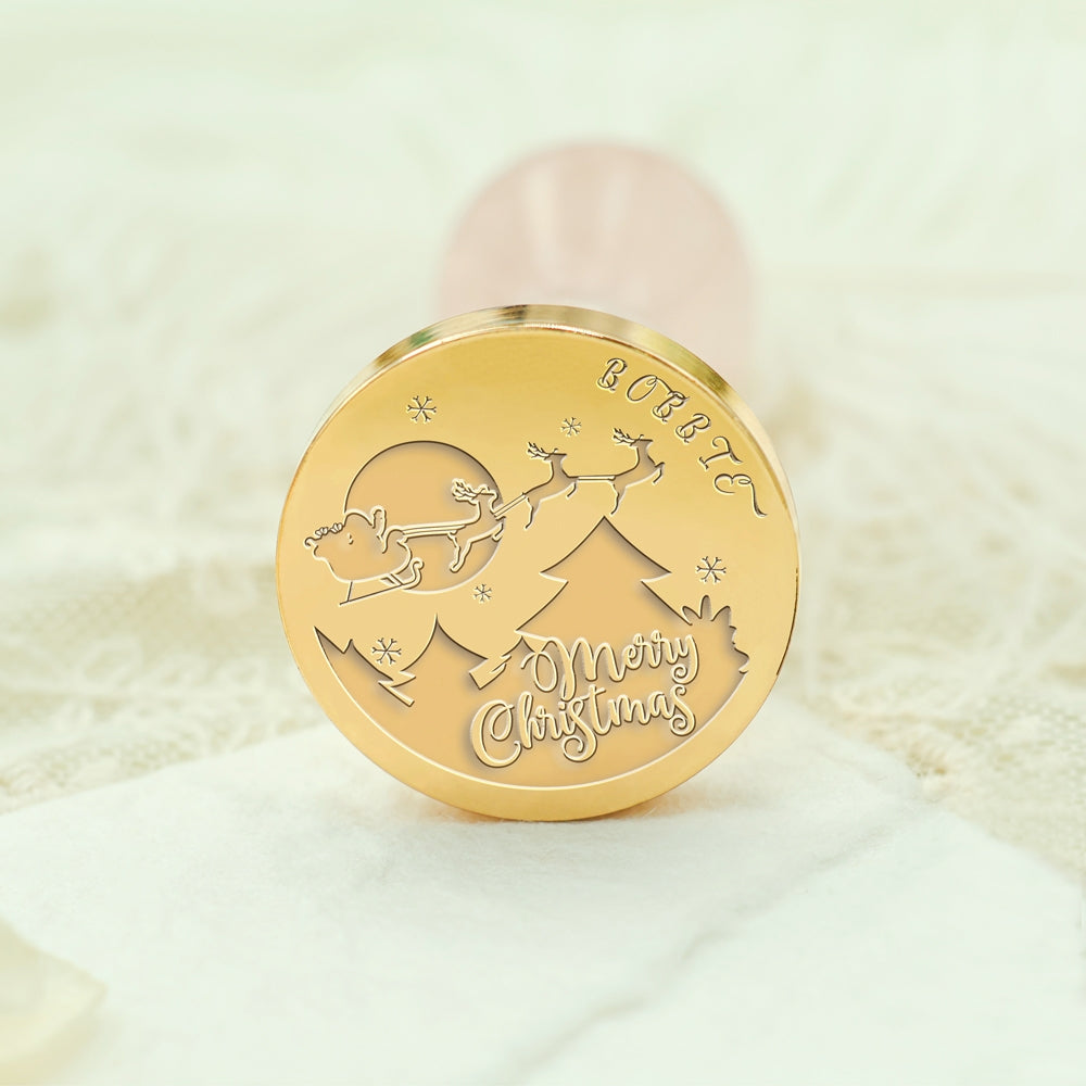 Moon Sleigh Reindeer Christmas Custom Name Wax Seal Stamp