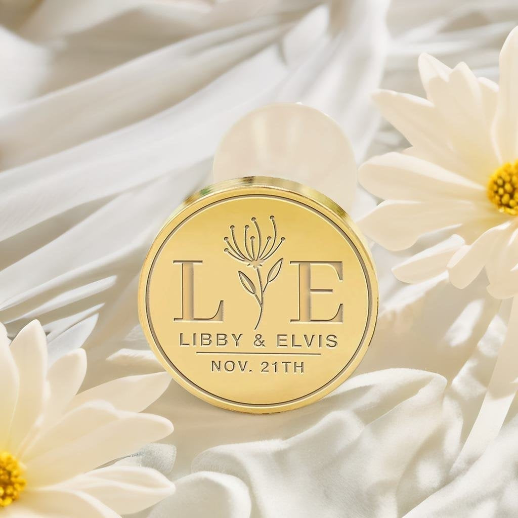 Spider Lily Wedding Custom Wax Seal Stamp with Couple's Names