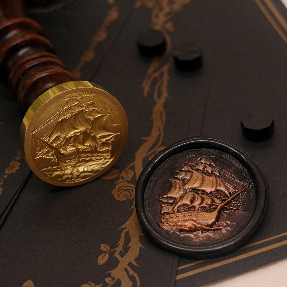 A 3D relief sailboat wax seal stamp from AMZ Deco.