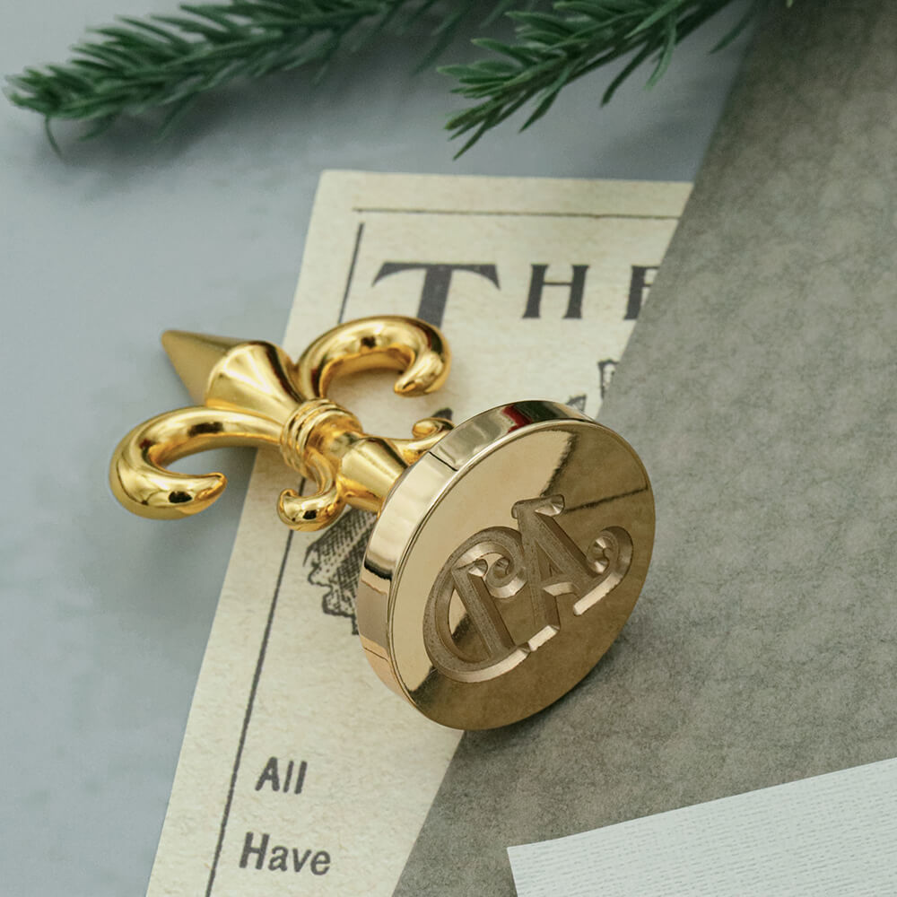 Gold Detachable Fleur-de-lis Wax Stamp Handle by AMZ Deco